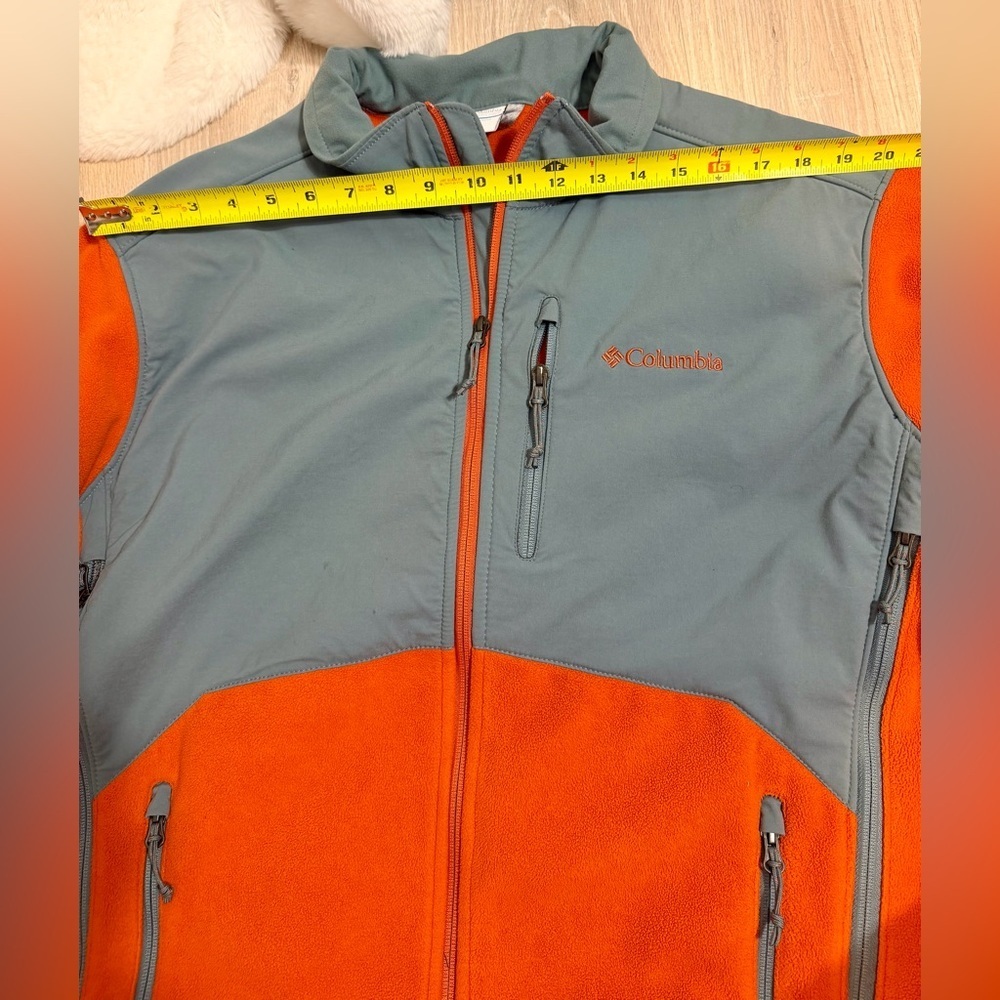 Columbia Men’s Full Zip Fleece Jacket XL Orange & Green Outdoor Hiking - Picture 11 of 14